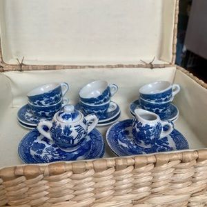 Blue and White Willow Vintage Japan Mini Tea Set in Box